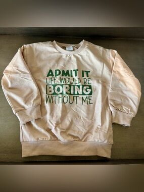 ✨NWT✨ Unisex Kid’s Beige Sweatshirt with Green Text
